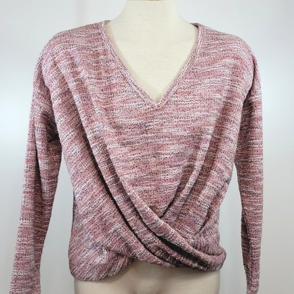 LOU & GREY  Twisted Front V-neck Textured Top size S